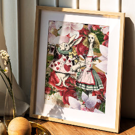 Póster Alicia vintage en el conejo blanco de las maravill