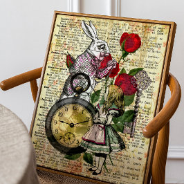 Póster Alicia vintage en el conejo blanco de las maravill