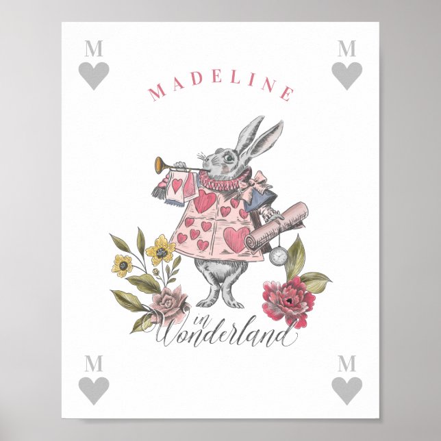 Póster Alicia vintage en el país de las maravillas | Flor (Frente)