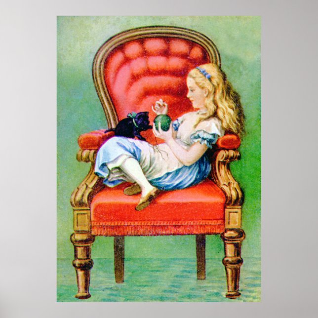 Póster Alicia y Dinah en la gran silla roja (Frente)