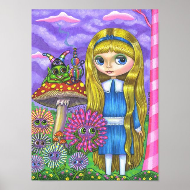 Póster Alicia y el champiñón de la oruga (Frente)
