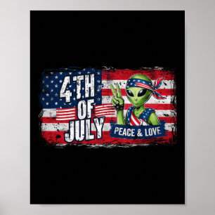 Póster Alien 4 De Julio Bandera Estadounidense Ufo
