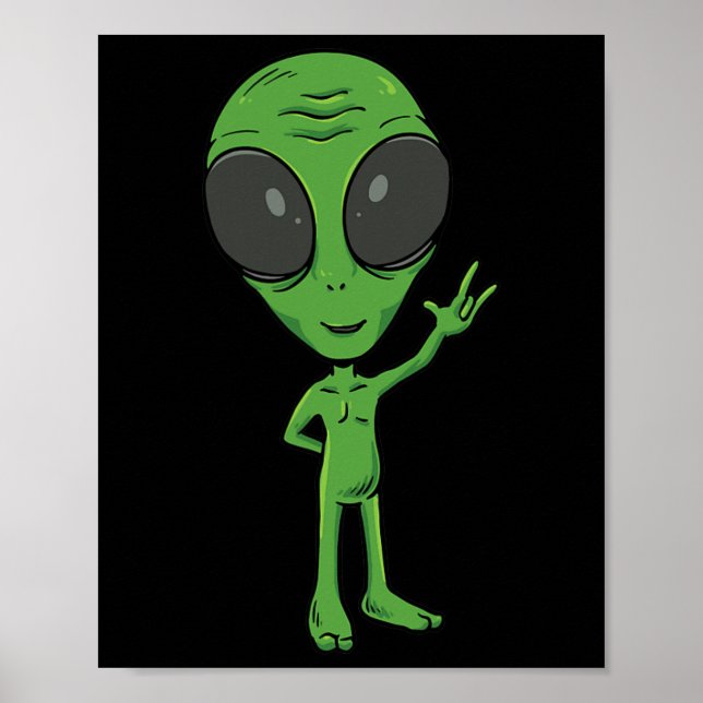 Póster Alien Asl Hand Gesture Deaf Hearing Loss Sensibili (Frente)