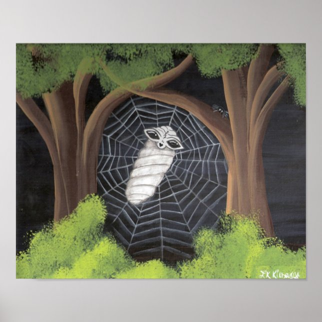 Póster Alien atrapado en una web de arañas (Frente)