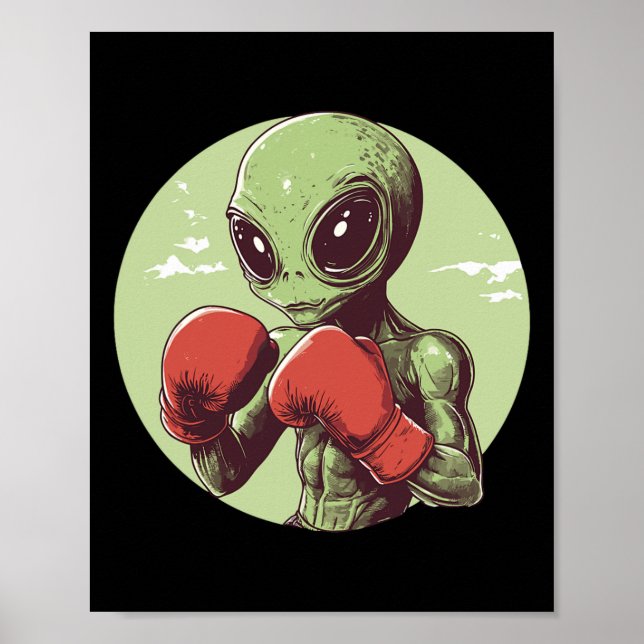 Póster Alien Boxer Listo Para Luchar Con Guantes (Frente)
