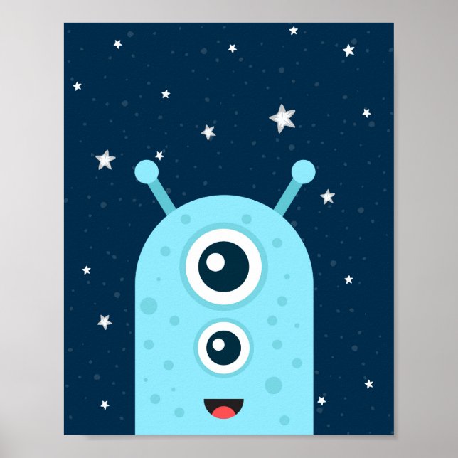 Póster Alien Boy Nursery Print Stars Galaxy Espacio Ultra (Frente)