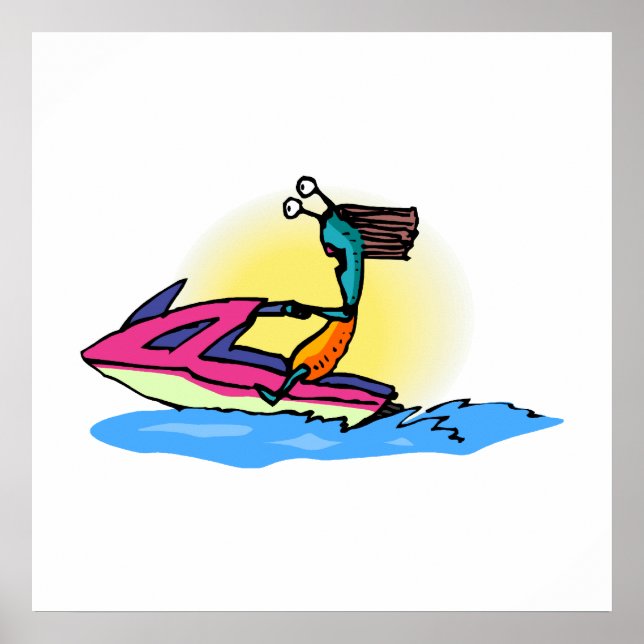 Póster Alien Chica en JetSki (Frente)