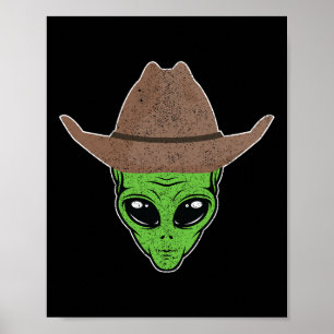 Póster Alien Cowboy Gorra Fun Halloween regalo para el es