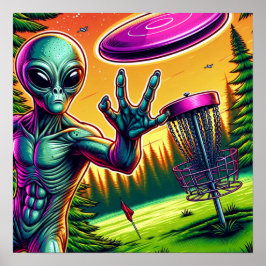Póster Alien Disk Golf Pin Basket