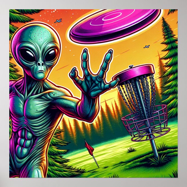 Póster Alien Disk Golf Pin Basket (Frente)