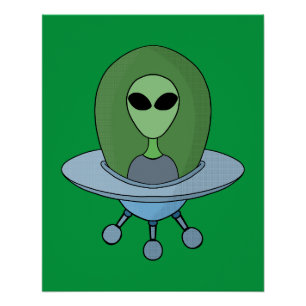 Póster Alien en su pequeña nave espacial