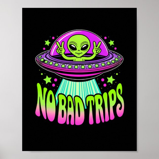 Póster alien en un platillo volador (Frente)