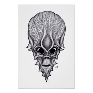 Póster Alien Face , reconstrucción facial de cráneo afric