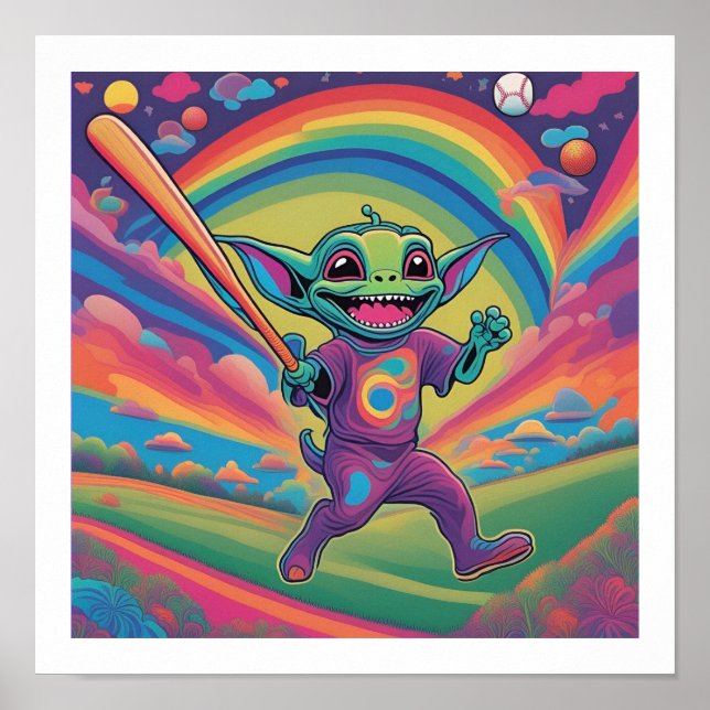 Póster Alien jugando béisbol (Frente)