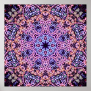 Póster Alien Kaleidoscopic Mandala morado intrincado