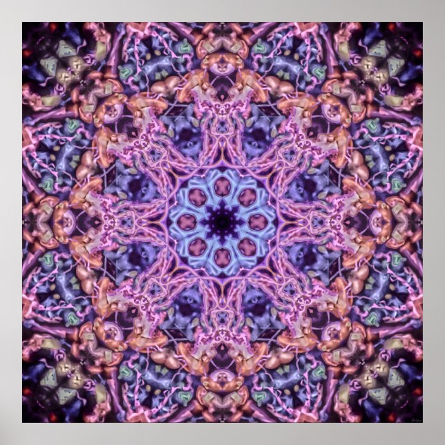 Póster Alien Kaleidoscopic Mandala morado intrincado (Frente)
