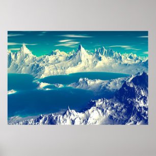 Póster Alien Planet - 3D ed Computer Artwork. Rocks and s