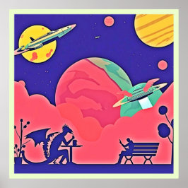 Póster Alien Planet Retro Sci-Fi