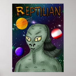 Póster Alien Reptilia con el espacio ultraterrestre