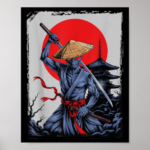 Póster Alien Samurai Ufo Gráfico de la época japonesa Uki