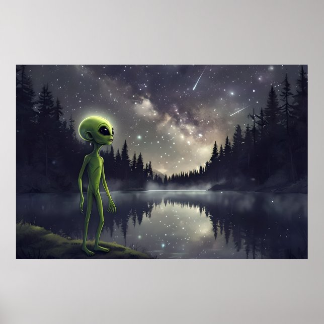 Póster Alien Stargazer - Poster del lago cósmico (Frente)