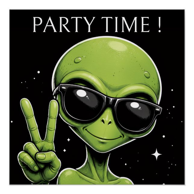 Póster Alienígena de tiempo de fiesta (Anverso)