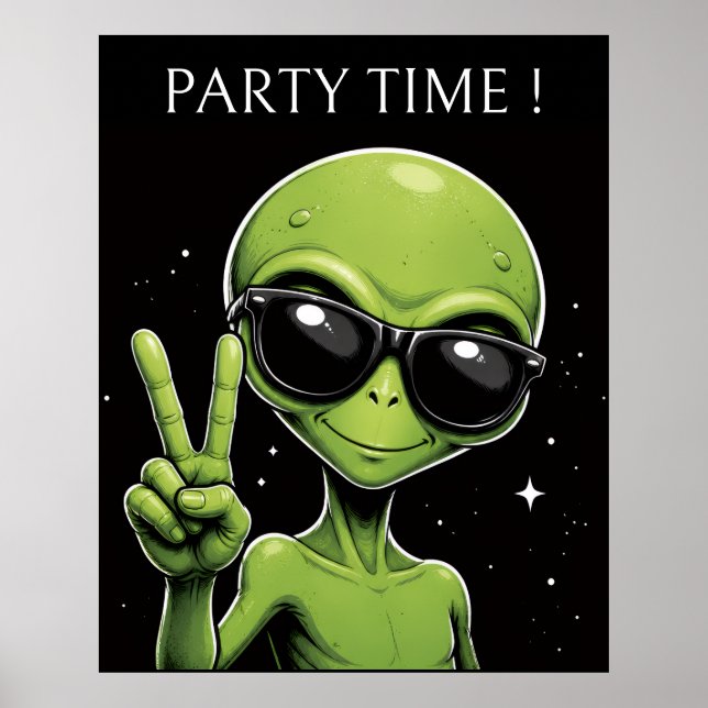 Póster Alienígena de tiempo de fiesta (Frente)