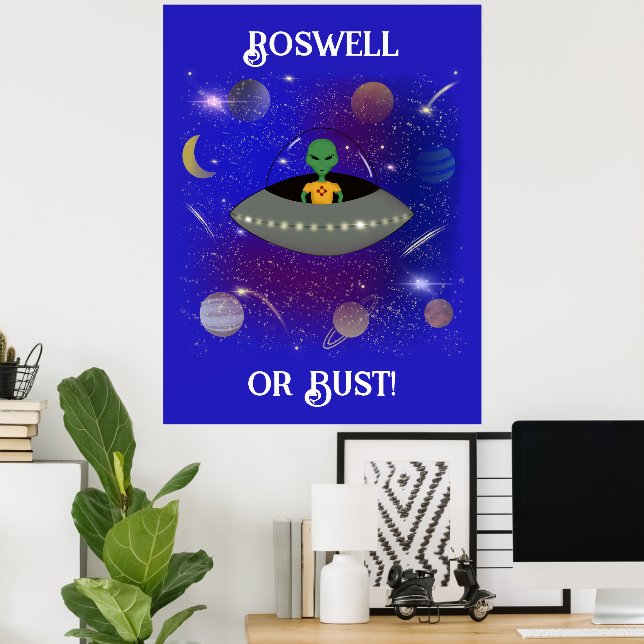 Póster Alienígena en una nave espacial con camiseta de Nu (Oficina en casa)