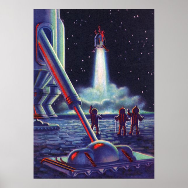 Póster Alienígenas de ciencia ficción vintage saludan a u (Frente)