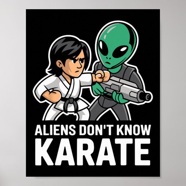 Póster Alienígenas divertidos Karate Comt Gift Martial Ar (Frente)