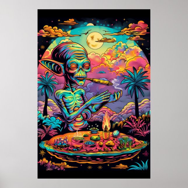 Póster Alienígenas psicodélicos fuman un Poster conjunto (Frente)