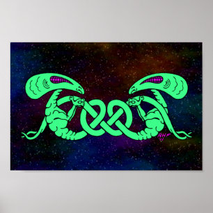 Póster Aliens Entwined (Aliens and Celtic Knot)