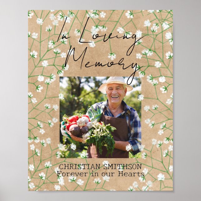 Póster Aliento de Bebé Boho Rústico En Memoria Amorosa Bo (Frente)