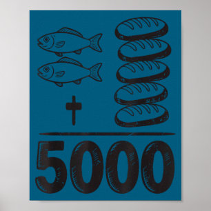 Póster Alimenta 5000 Milagros Jesús Matemáticas Cristiano