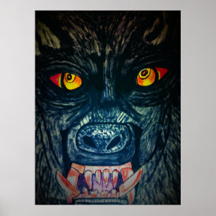 PÓSTER ALIMENTACIÓN DE HALLOWEEN DEL HOMBRE LOBO 