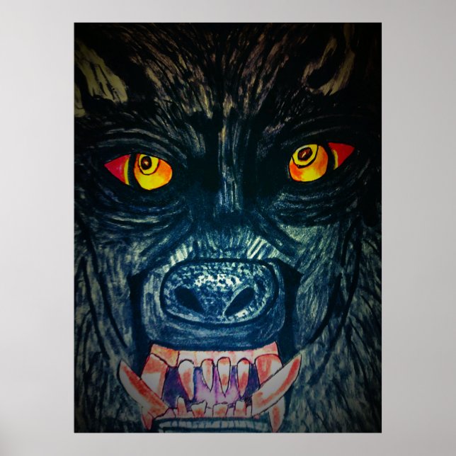 PÓSTER ALIMENTACIÓN DE HALLOWEEN DEL HOMBRE LOBO  (Frente)