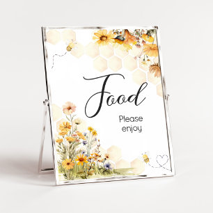 Póster Alimento para Baby Shower de Girasol Pequeña Miel
