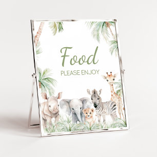 Póster Alimentos de Baby Shower para animales salvajes de