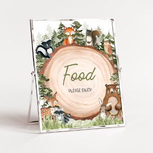 Póster Alimentos de leña para animales de madera para tro