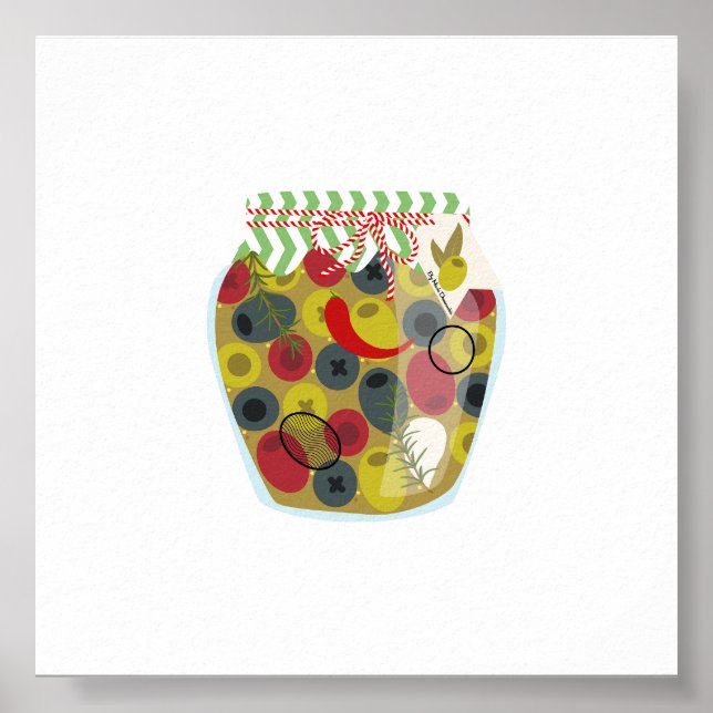 Póster Alimentos en lata - aceitunas (Frente)