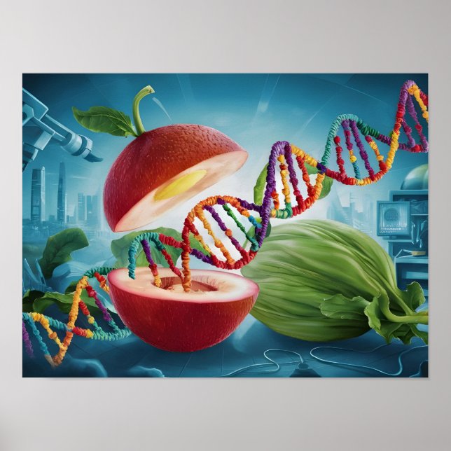 Póster Alimentos modificados genéticamente y cultivos mod (Frente)