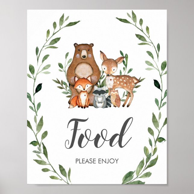 Póster Alimentos para animales de bosque de vegetación rú (Frente)