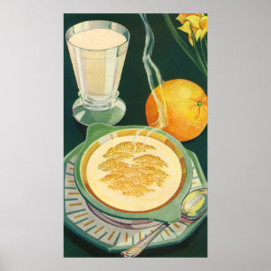 Póster Alimentos Saludables Vintage, Bebidas, Desayuno Sa