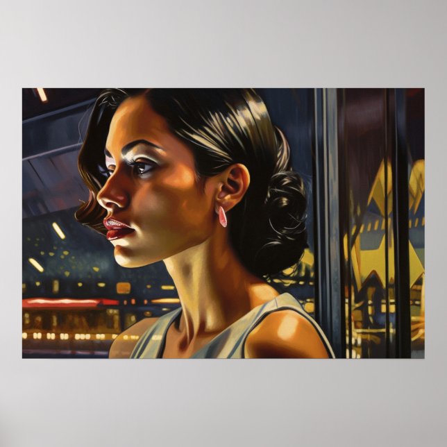 Póster Aline cediendo en un Poster nocturno de Miami (Frente)