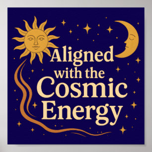 Póster Alineado con la Energía Cósmica Boho Celestial