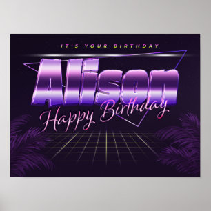 Póster Alison Name Vorname lila retro Poster Geburtstag