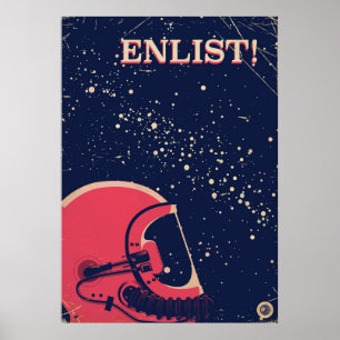 Póster ¡Aliste! poster del espacio del vintage