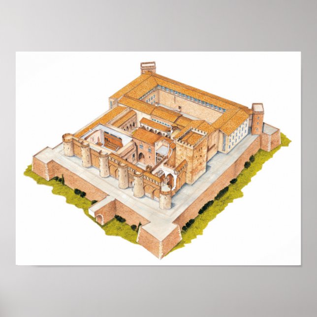 Póster Aljafería. Zaragoza España. Palacio islámico (Frente)