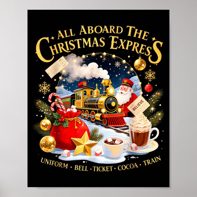 Póster All Aboard The Christmas Express Train Santa Holid (Frente)