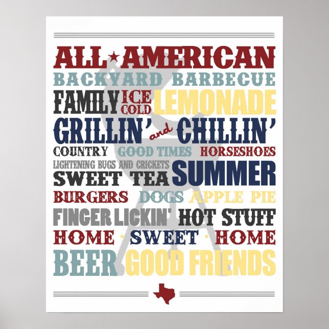 Póster All American Backyard Barbecue Typography Poster (Frente)
